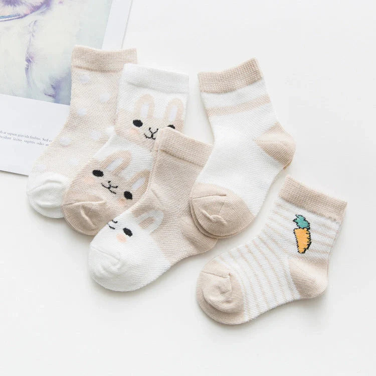 Breathable cotton baby socks in multiple colours for ages 0-9
