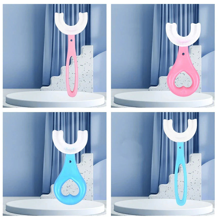 Soft, U-Shaped Children's Toothbrush in Various Vibrant Colors Made of Food-Grade Rubber