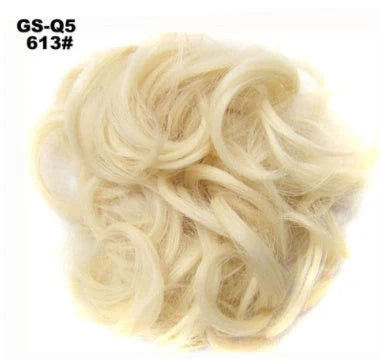 Synthetic wavy curly messy hair bun for women, 12cm diameter, high temperature wire