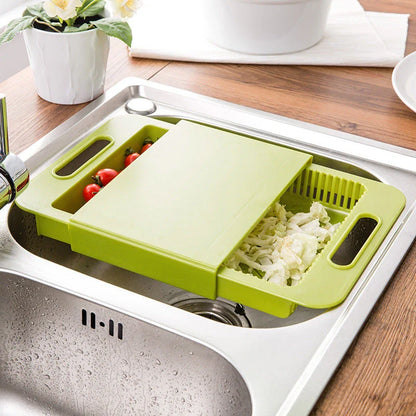 Premium 3-in-1 Cutting Board with Integrated Strainer - Durable PP Material, Multifunctional Design, Ergonomic Handles