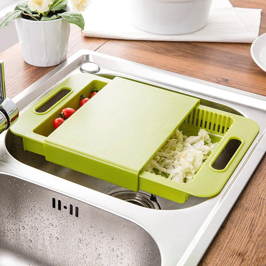 Premium 3-in-1 Cutting Board with Integrated Strainer - Durable PP Material, Multifunctional Design, Ergonomic Handles