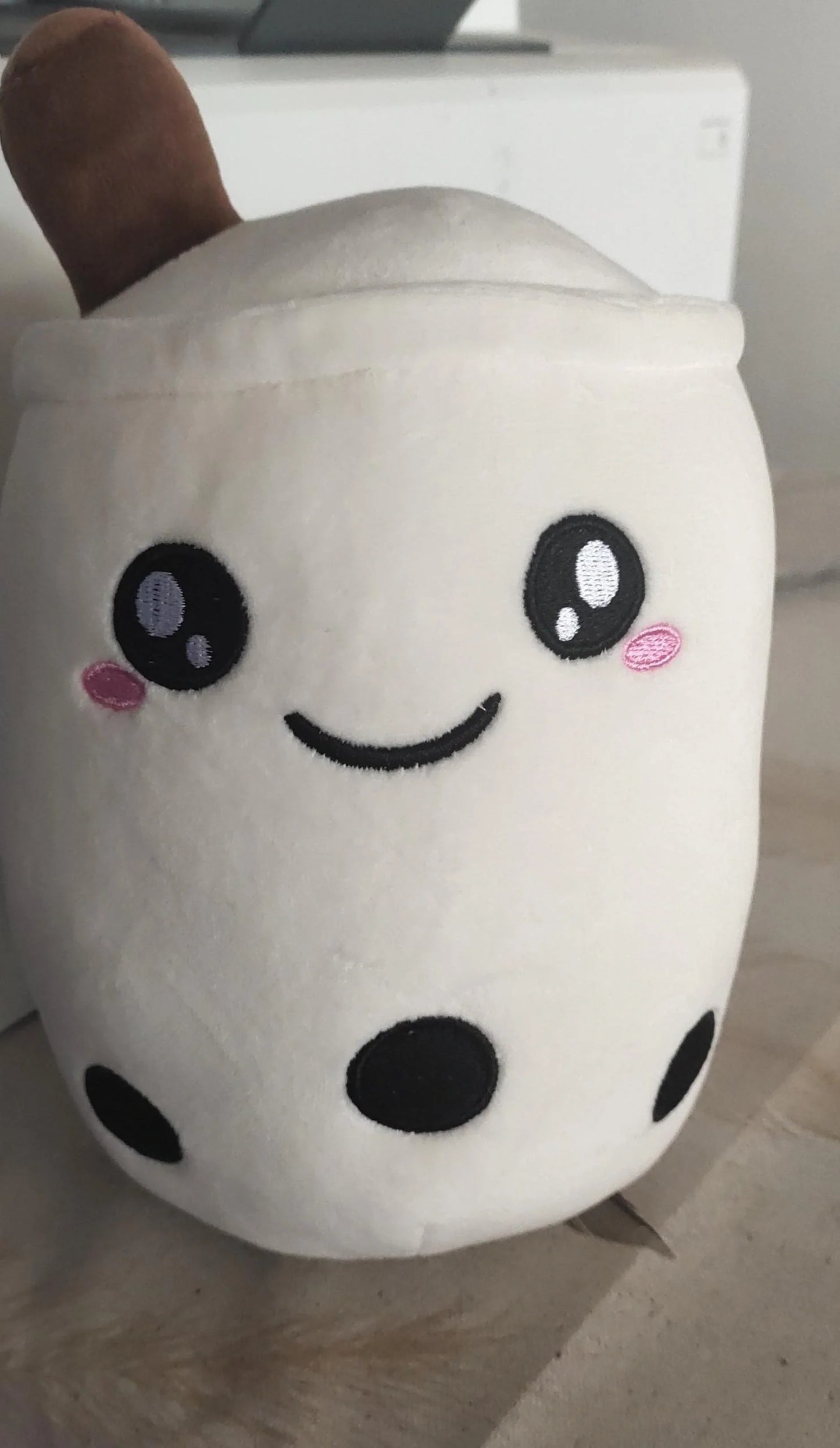 Strawberry Milk Tea Plush Boba Toy Pillow in various colours and sizes
