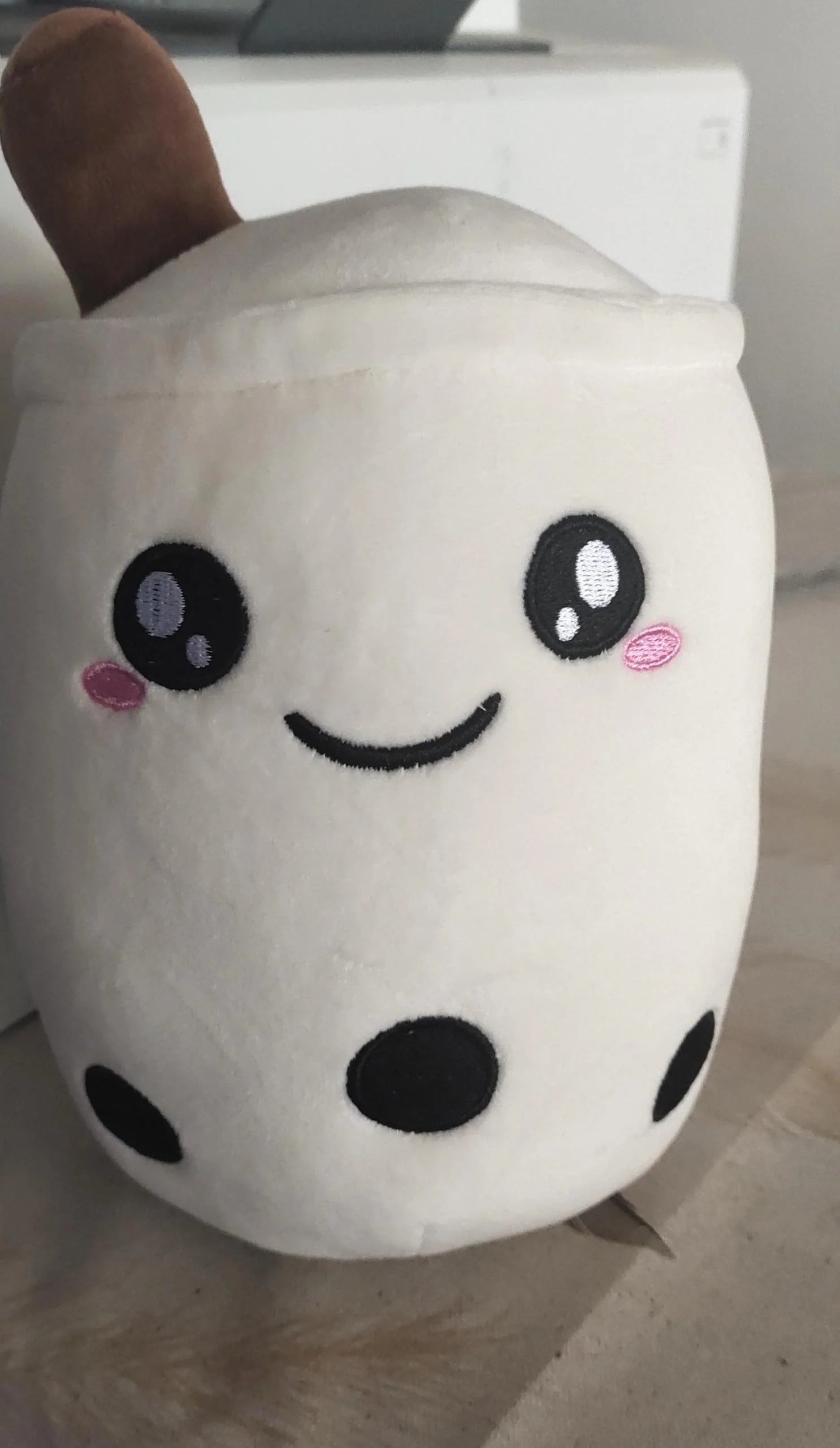 Strawberry Milk Tea Plush Boba Toy Pillow in various colours and sizes