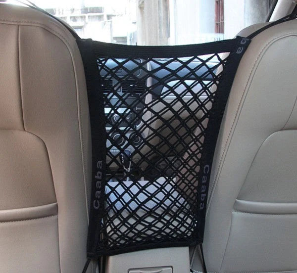 Elastic Car Pet Fence with black nylon mesh for secure pet isolation during travel