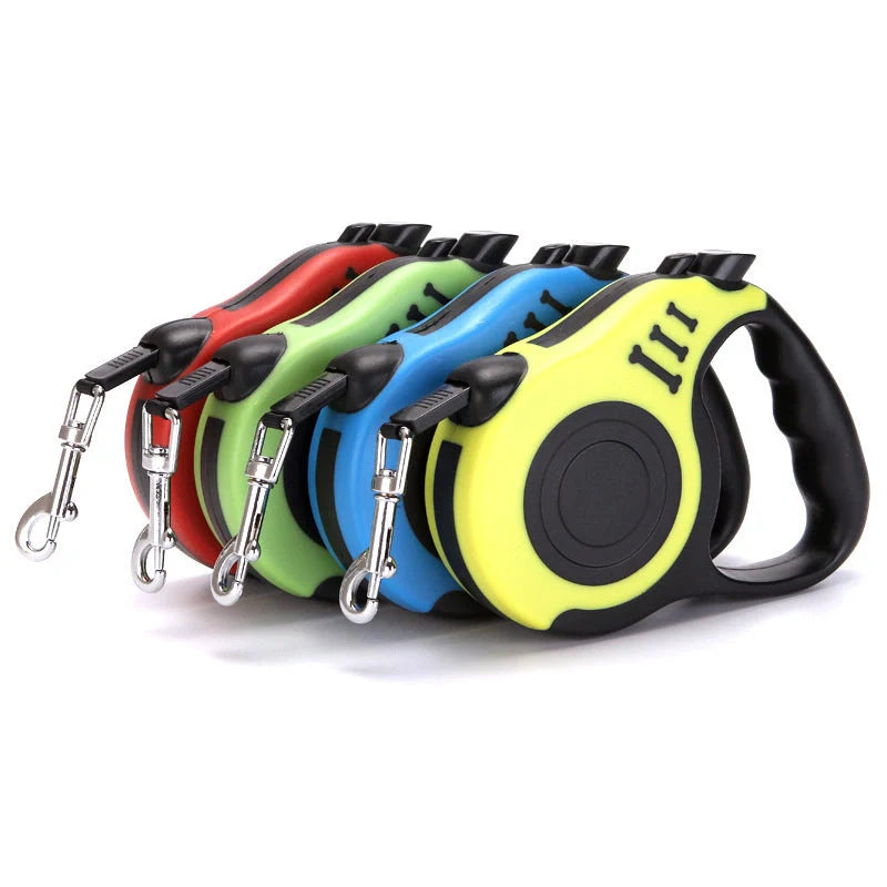 Automatic telescopic pet leash with one-handed braking and locking system, made of eco-friendly materials for safe and convenient pet walking