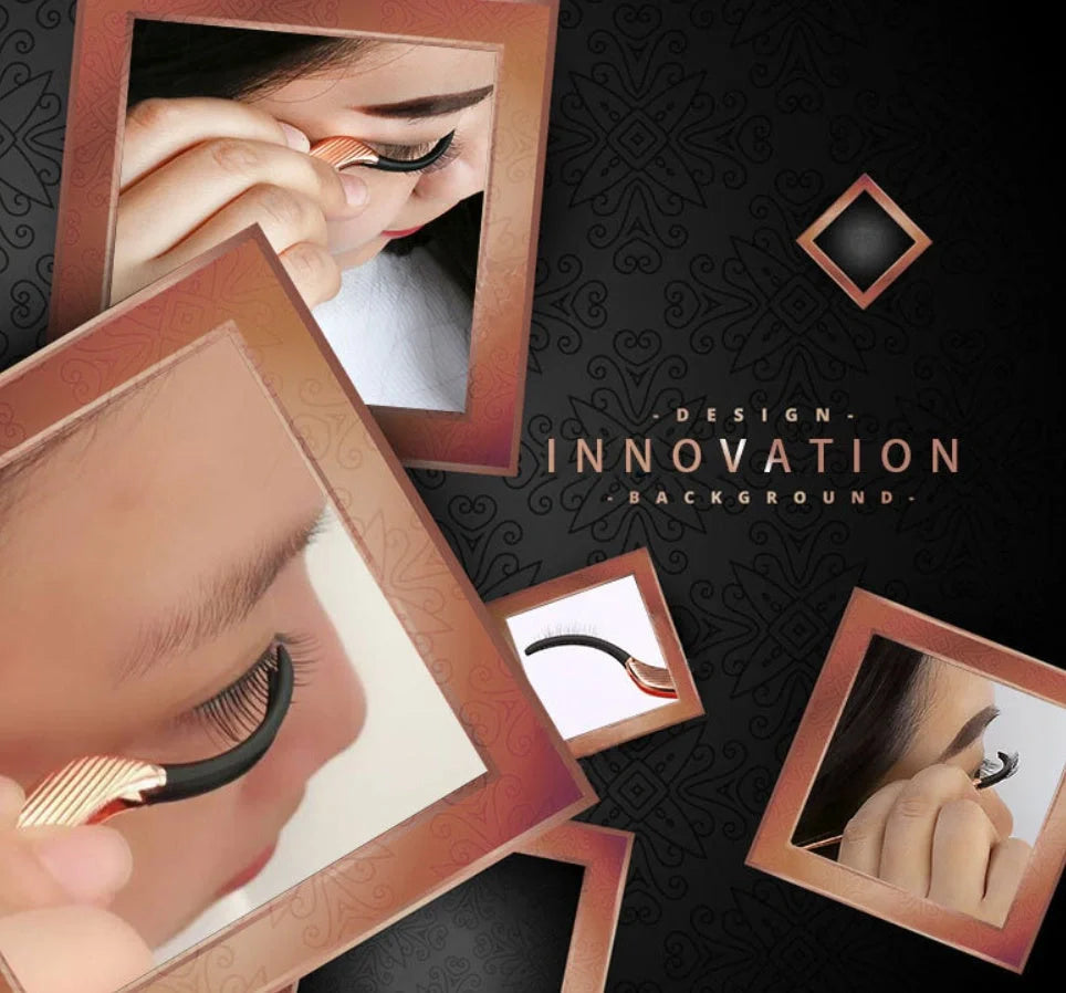 Rose gold false eyelash curler aid for flawless, curled lashes