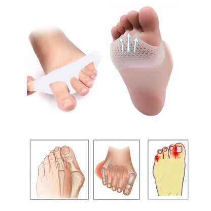 Breathable silicone honeycomb front pads for high heels, offering pain relief and comfort.