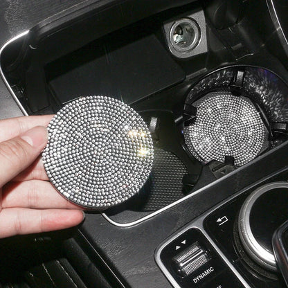 Universal anti-slip silicone cup holder insert with crystal rhinestone design for cars