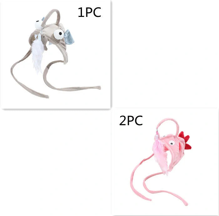 Adjustable head wearing feather funny cat stick toy for indoor play