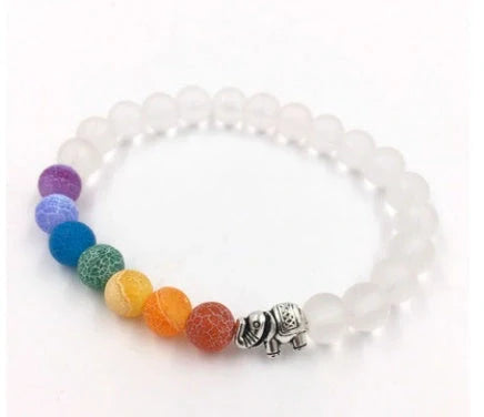 Stylish 8mm Agate Volcanic Stone Chakra Bracelet in various colours