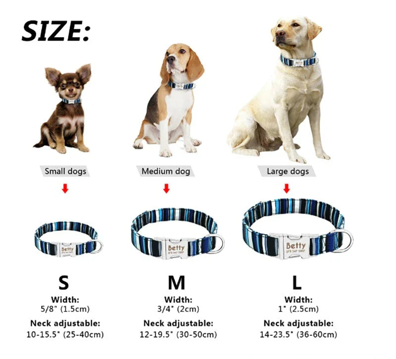 Reflective dog collar in various colours and sizes, designed for UK pets with adjustable, durable, and breathable features