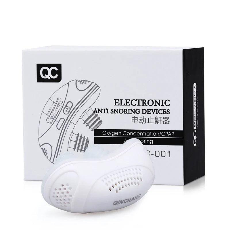 Electric Anti-snoring Respirator in coral blue, mint green, and ivory white