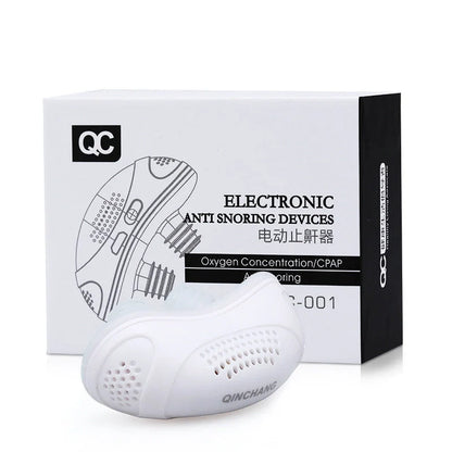 Electric Anti-snoring Respirator in coral blue, mint green, and ivory white