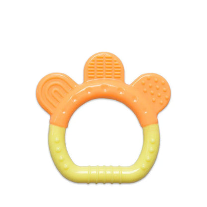 Soft silicone fruit-shaped teething toy for infants and toddlers to soothe sore gums during the teething process