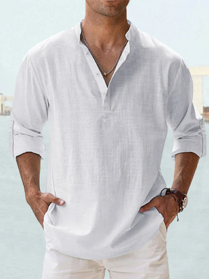 Stylish men's cotton linen shirt in various colours, perfect for casual wear