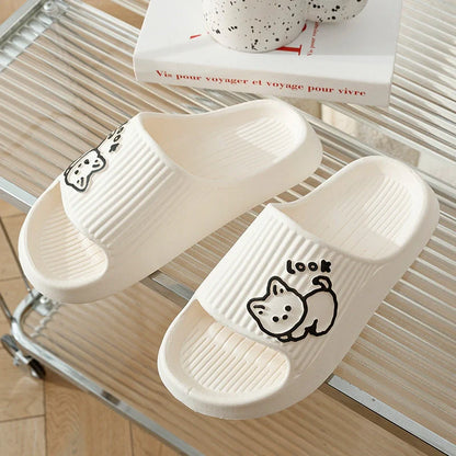 Women's non-slip cat slippers in assorted colours for summer wear