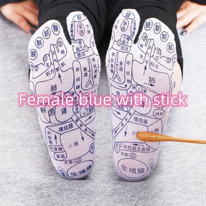 Reflexology socks with acupressure points for therapeutic foot massage