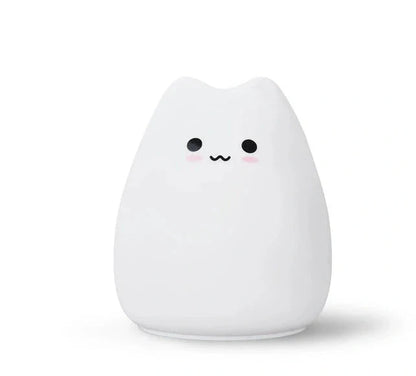 Adorable cat design silicone touch sensor LED night light for children with colour-changing feature