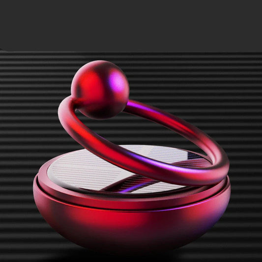Solar-powered car air freshener with 360-degree rotation in various colours