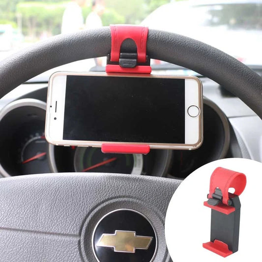 Universal steering wheel phone mount for hands-free smartphone use