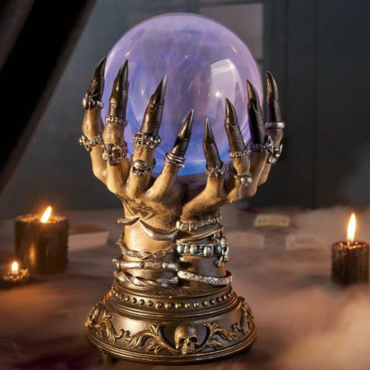 Enchanting crystal ball with swirling lightning effects and thunderous sound, perfect for adding magical ambiance to any event or home decor