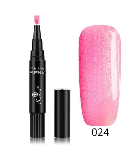 3-in-1 Gel Nail Varnish Pen with Glitter for easy one-step nail art