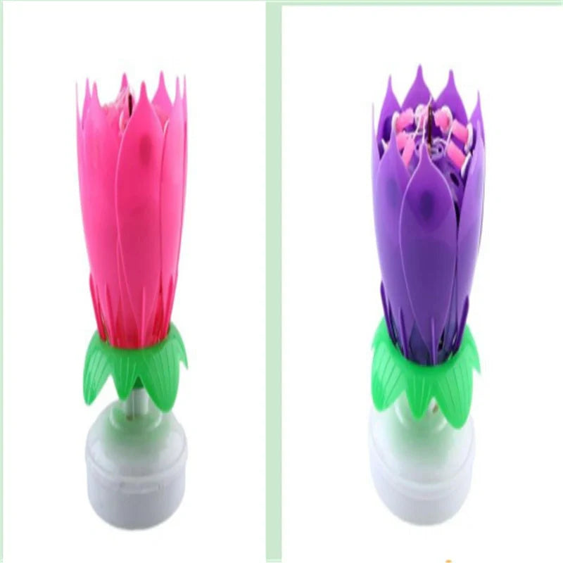 Musical Lotus Candles in various colours, showcasing the elegant lotus design and music feature