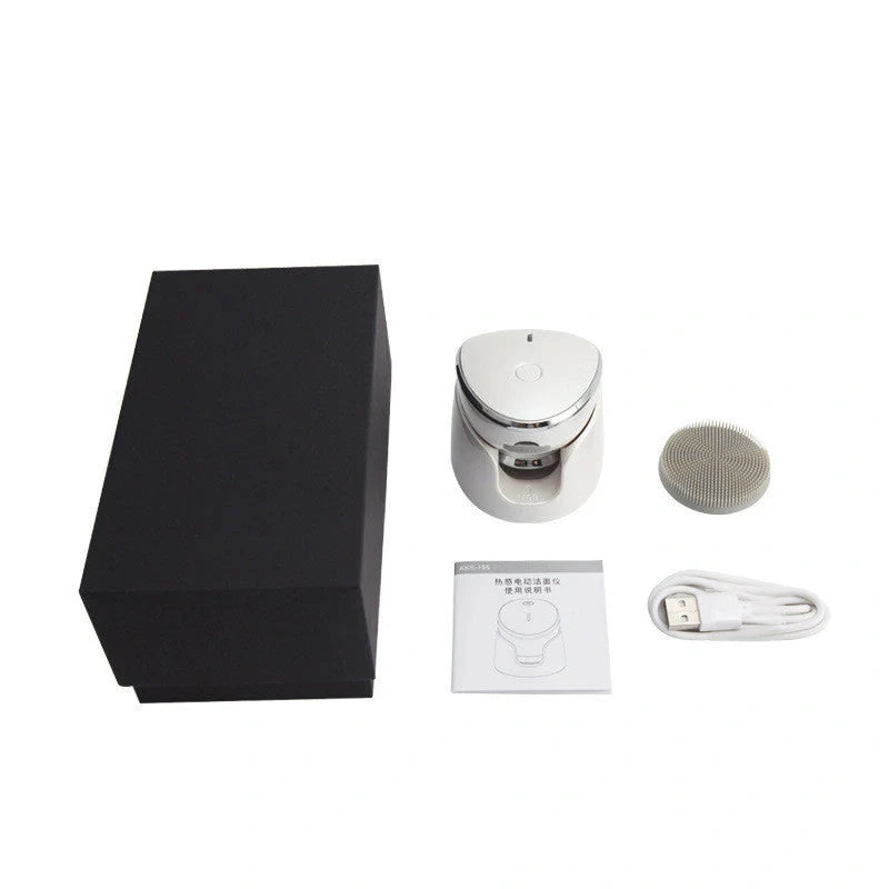 USB Charging Facial Cleansing Massager with silicone bristles and ergonomic design