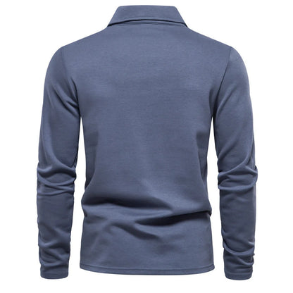 A versatile cotton polo shirt in a range of sophisticated colours, featuring a unique lapel design for a refined casual look.