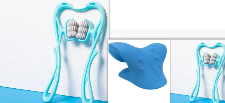 Ergonomic neck massager with six rolling balls for relieving muscle tension and soreness