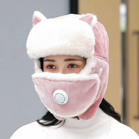 Women's Russian trapper hat with earflaps and anti-fog feature in various colours