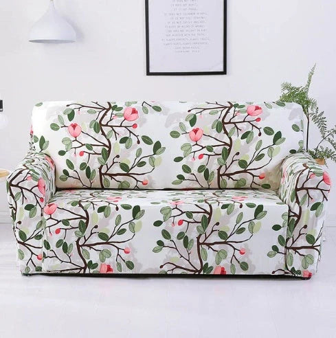 Elastic sofa cover in navy blue with high-density fabric protection