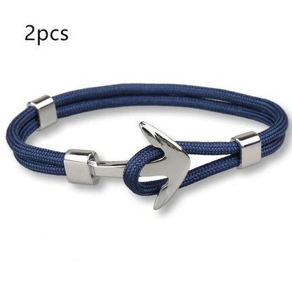 Anchor Bracelet featuring a nautical symbol on a cotton-linen rope