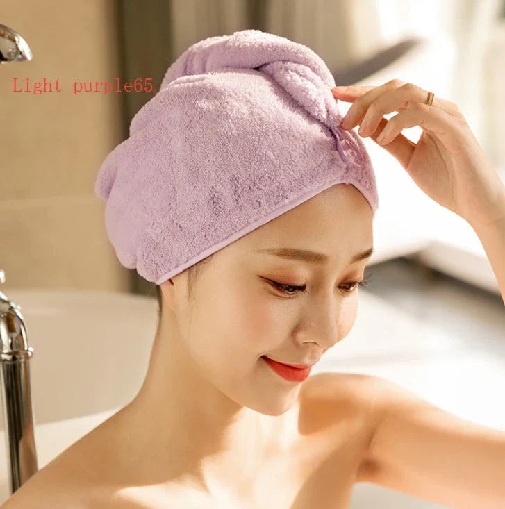 Luxury microfibre hair drying cap with absorbent and quick-drying properties, available in various colours