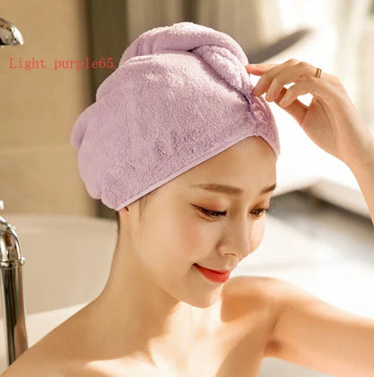 Luxury microfibre hair drying cap with absorbent and quick-drying properties, available in various colours