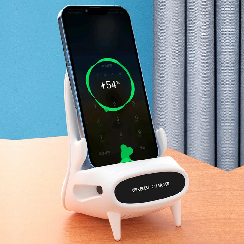 Portable mini chair wireless charger with 10W fast charge for Apple and Android phones