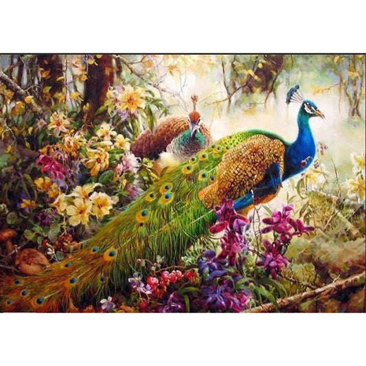 Handmade DIY peacock oil painting on canvas, suitable for living room, bedroom, or home decor