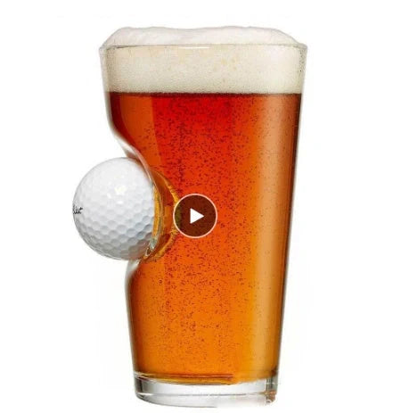 Unique golf embedded borosilicate beer mug with silicone membrane, perfect for preventing condensation.
