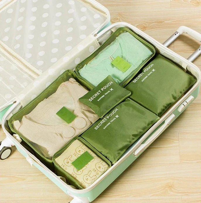 Premium waterproof nylon travel organizer set with mesh panels for easy visibility and organization