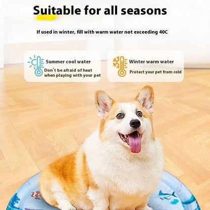 Cooling pet water mat with vibrant animal-themed designs for dogs and cats to stay cool and comfortable