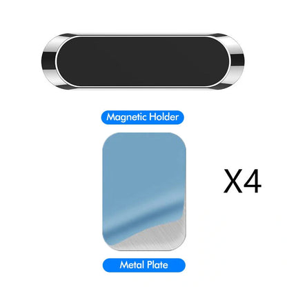 F6 Strip Plate Magnetic Car Phone Holder with steel spring frame in grey