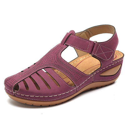 Women's Plus Size Retro Sandals with round toe and wedge heel in various colours