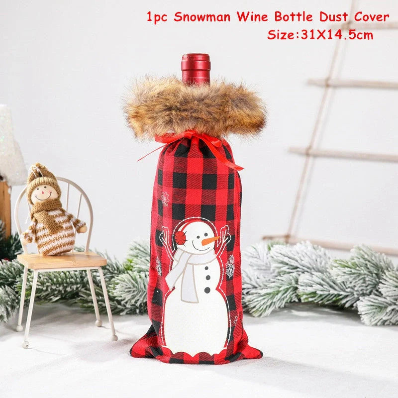 Festive Christmas wine bottle socks in vibrant colours, 14cm x 31cm