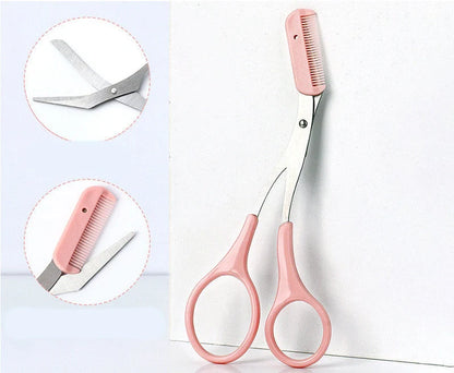 Stainless steel eyebrow trimming knife with comb for precise grooming