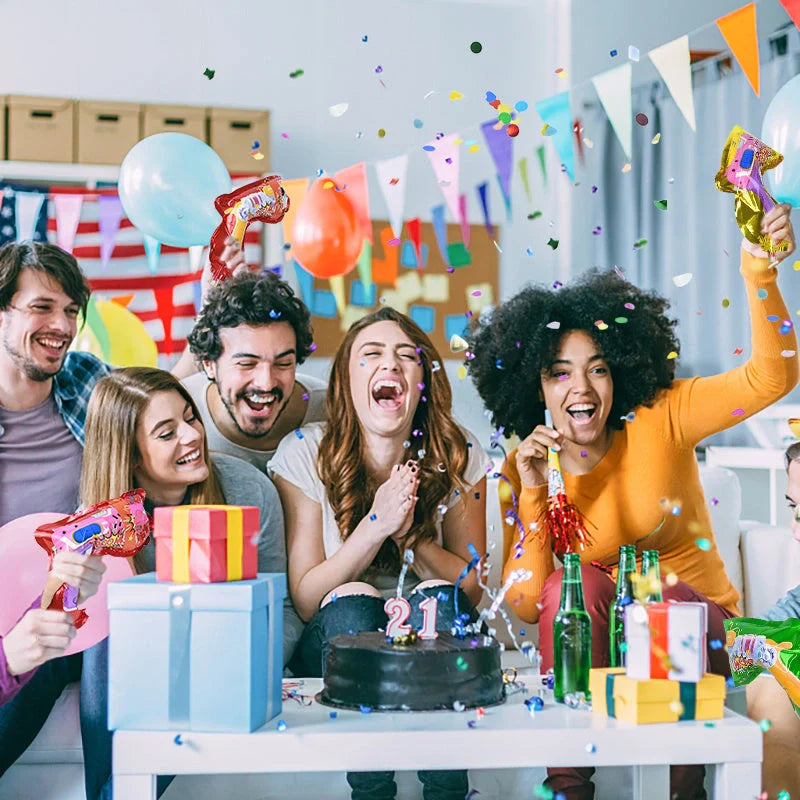 Automatic inflatable spray balloon with confetti for parties