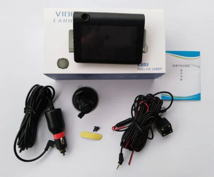 High-definition driving recorder with dual cameras, HDR and WDR support, and wide-angle lenses for comprehensive coverage