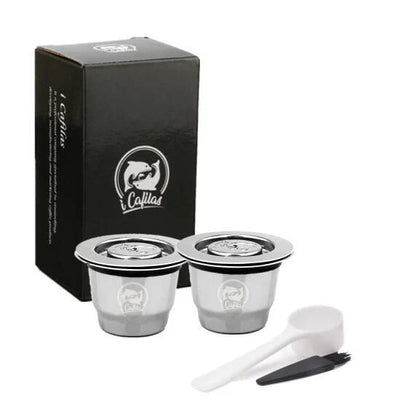 Premium stainless steel coffee capsule holder with integrated tamper for easy organization and perfect espresso extraction