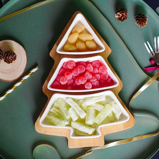 Festive Christmas Tree Ceramic Plates - Set of 4 Featuring Elegant Bone China Construction and Whimsical Tree Design