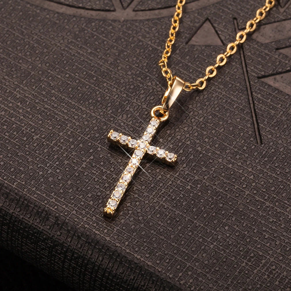 Elegant retro cross pendant made of alloy with a lustrous finish, perfect for British style