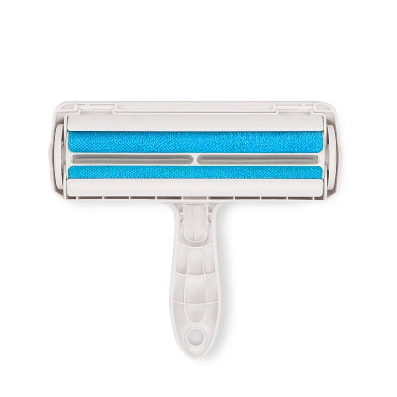 Durable ABS pet hair remover tool in red and blue for efficient cleaning of furniture and carpets